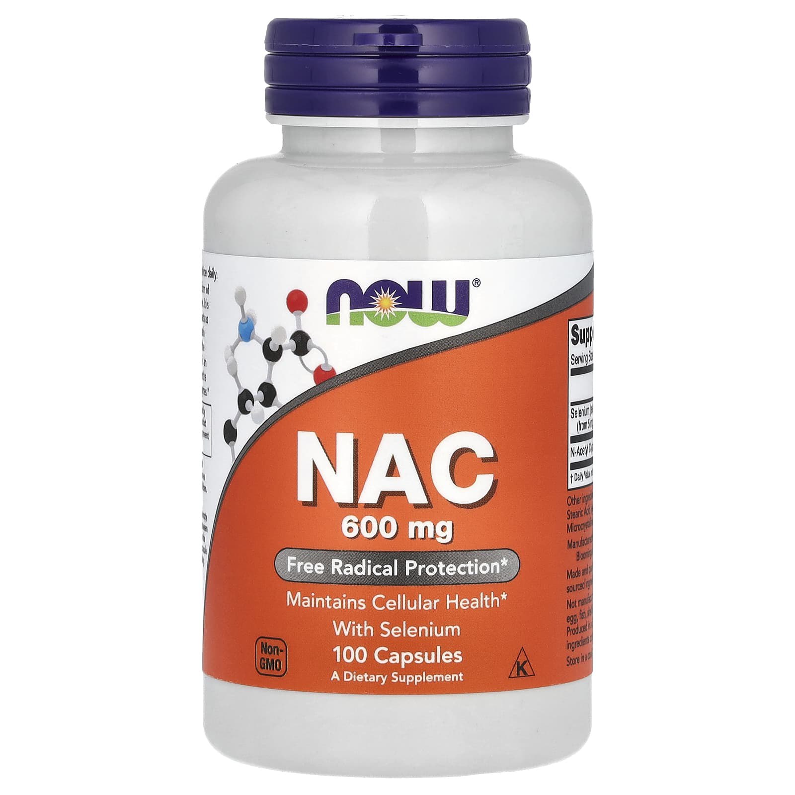 N-ацетилцистеїн з селеном Now Foods NAC (N-Acetyl Cysteine) 600 мг, 100 капсул (NOW-00085)