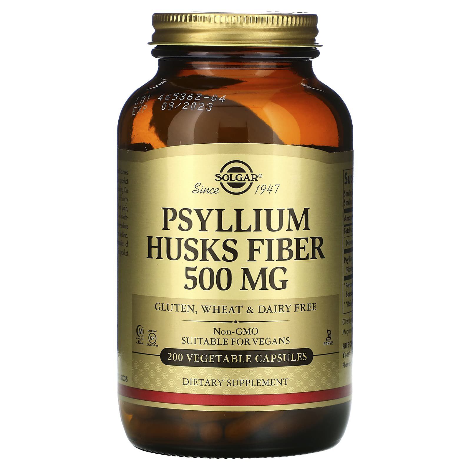 Подорожник Solgar Psyllium Husks Fiber клітковина лушпиння 500 мг, 200 вегетаріанських капсул (SOL-02315)