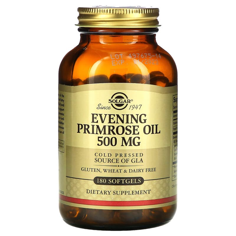 Олія вечірньої примули Solgar (Evening Primrose Oil) 500 мг, 180 капсул (SOL-01043)