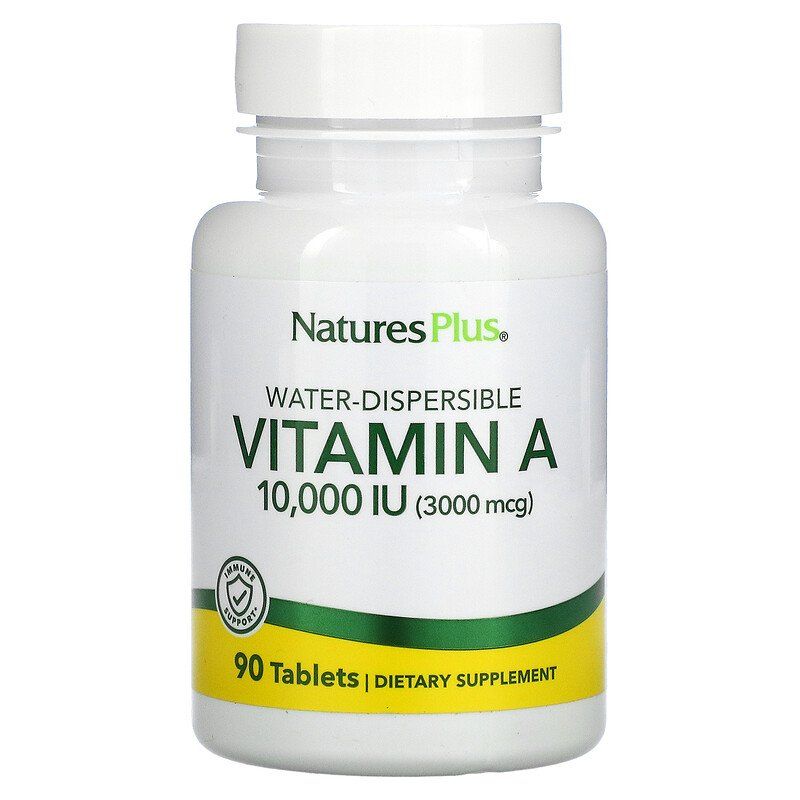 Вітамін А Nature's Plus Vitamin A водорозчинний 10000 МО (3000 мкг), 90 таблеток (NAP-00981)