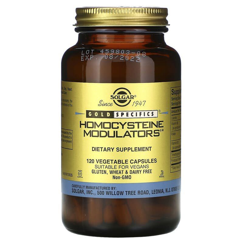Модулятори гомоцистеїну Solgar (Homocysteine Modulators) Gold Specifics, 120 вегетаріанських капсул (SOL-01411)