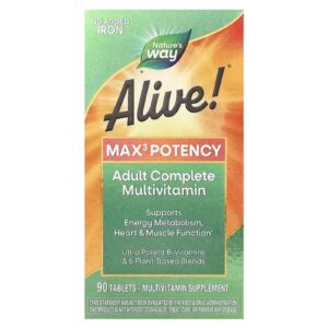 Мультивітаміни Nature's Way Alive!® Max3 Potency без заліза, 90 таблеток (NWY-14931)
