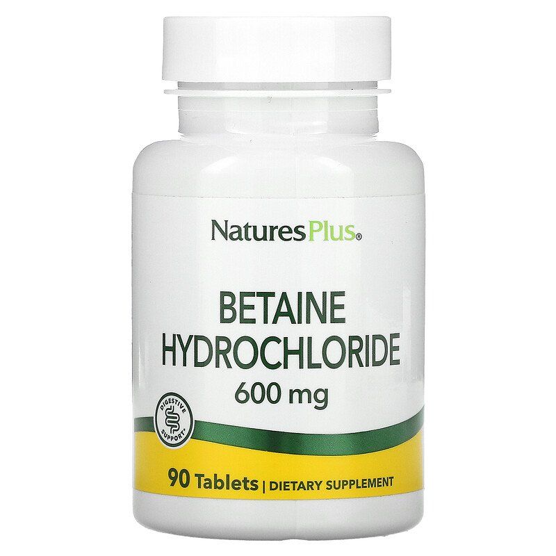 Бетаїну гідрохлорид Nature's Plus Betaine Hydrochloride 600 мг, 90 таблеток (NAP-04370)