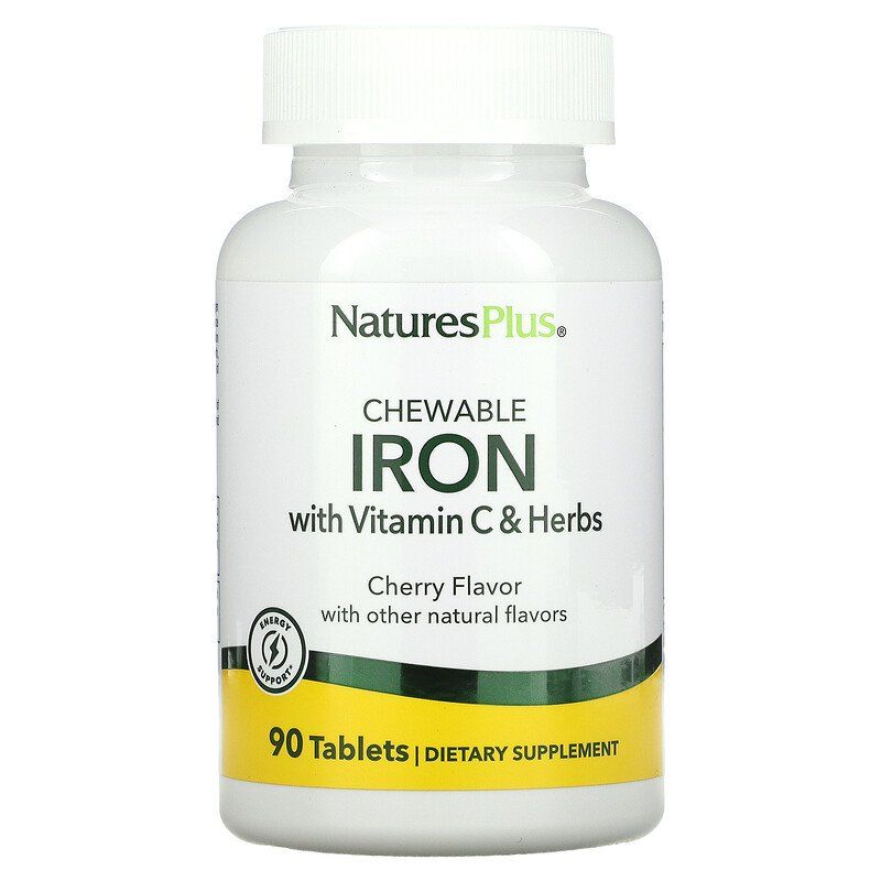 Залізо з вітаміном C Nature's Plus Chewable Iron вишневий смак, 90 таблеток (NAP-03421)