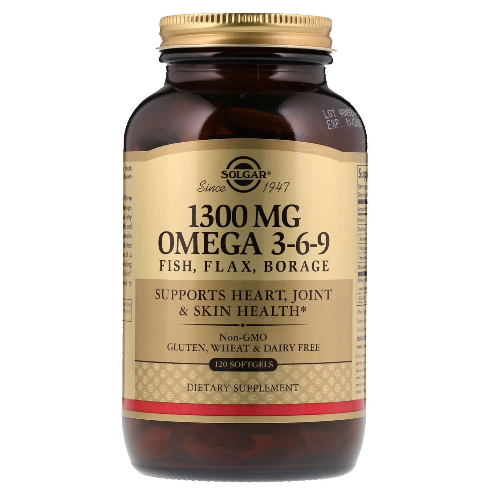 Омега 3-6-9 Solgar Omega 3-6-9 1300 мг, 120 гелевих капсул (SOL-02028)
