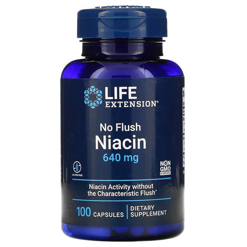 Ніацин Life Extension (Вітамін В3) No Flush Niacin 640 мг, 100 капсул (LEX-37310)