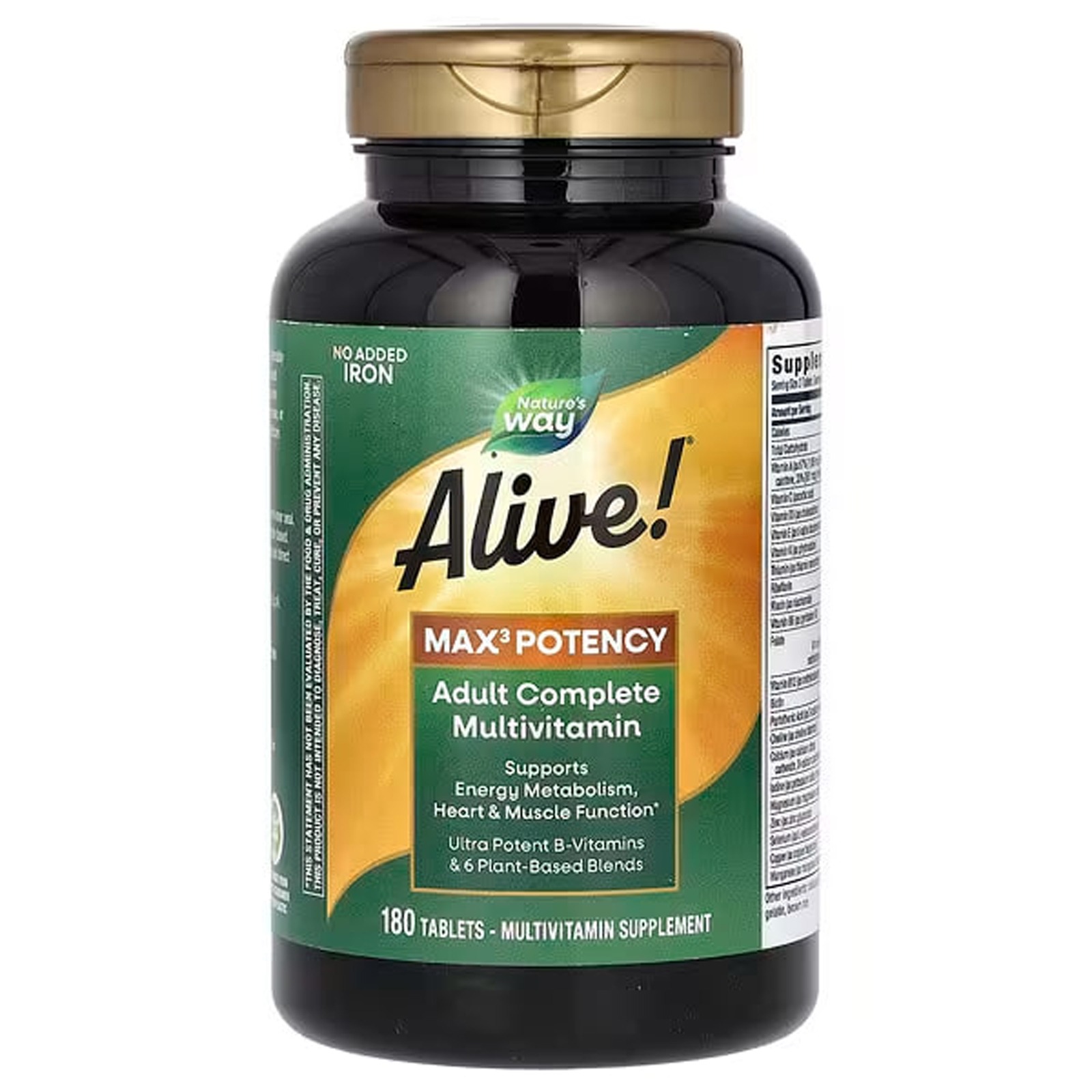 Мультивітаміни без заліза Nature's Way Alive! Max3 Potency, 180 таблеток (NWY-14932)