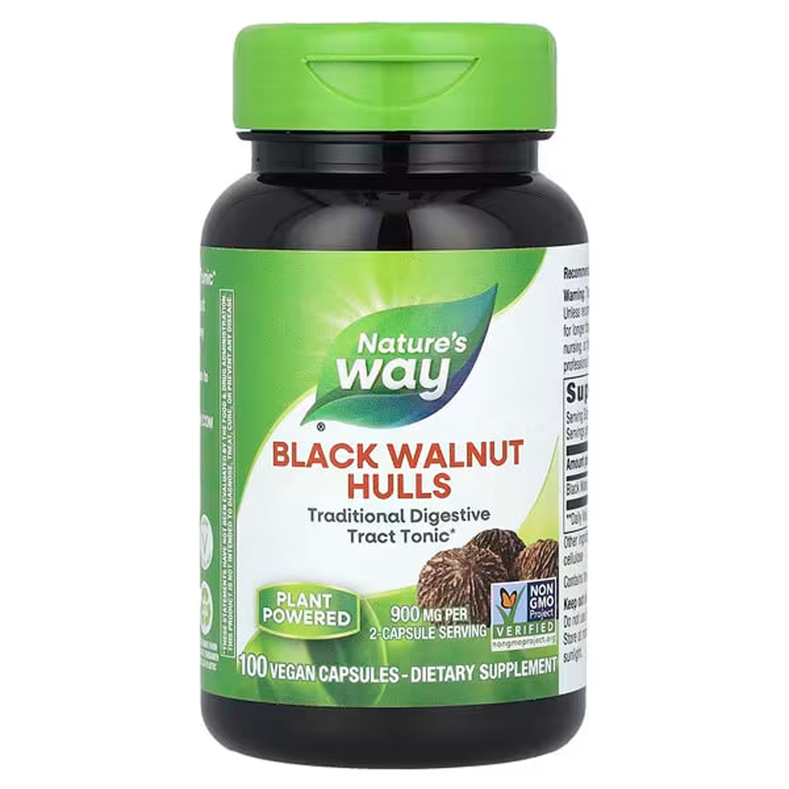 Чорний горіх Nature's Way Black Walnut Hulls шкарлупа 900 мг, 100 веганських капсул (450 мг на капсулу)(NWY-10600)
