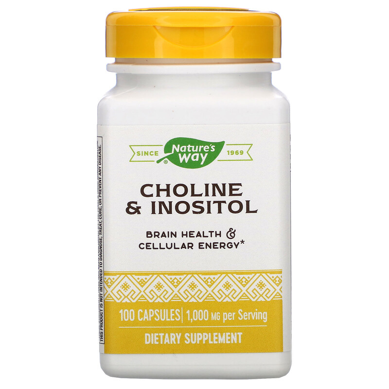 Холін і Інозитол Nature's Way Choline Inositol 1000 мг, 100 кап.(NWY-40462)