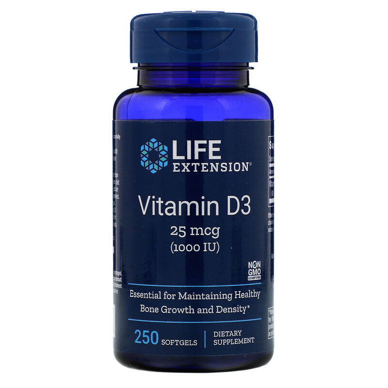 Вітамін Д-3 Life Extension Vitamin D3 1000 МО, 250 капсул (LEX-17512)