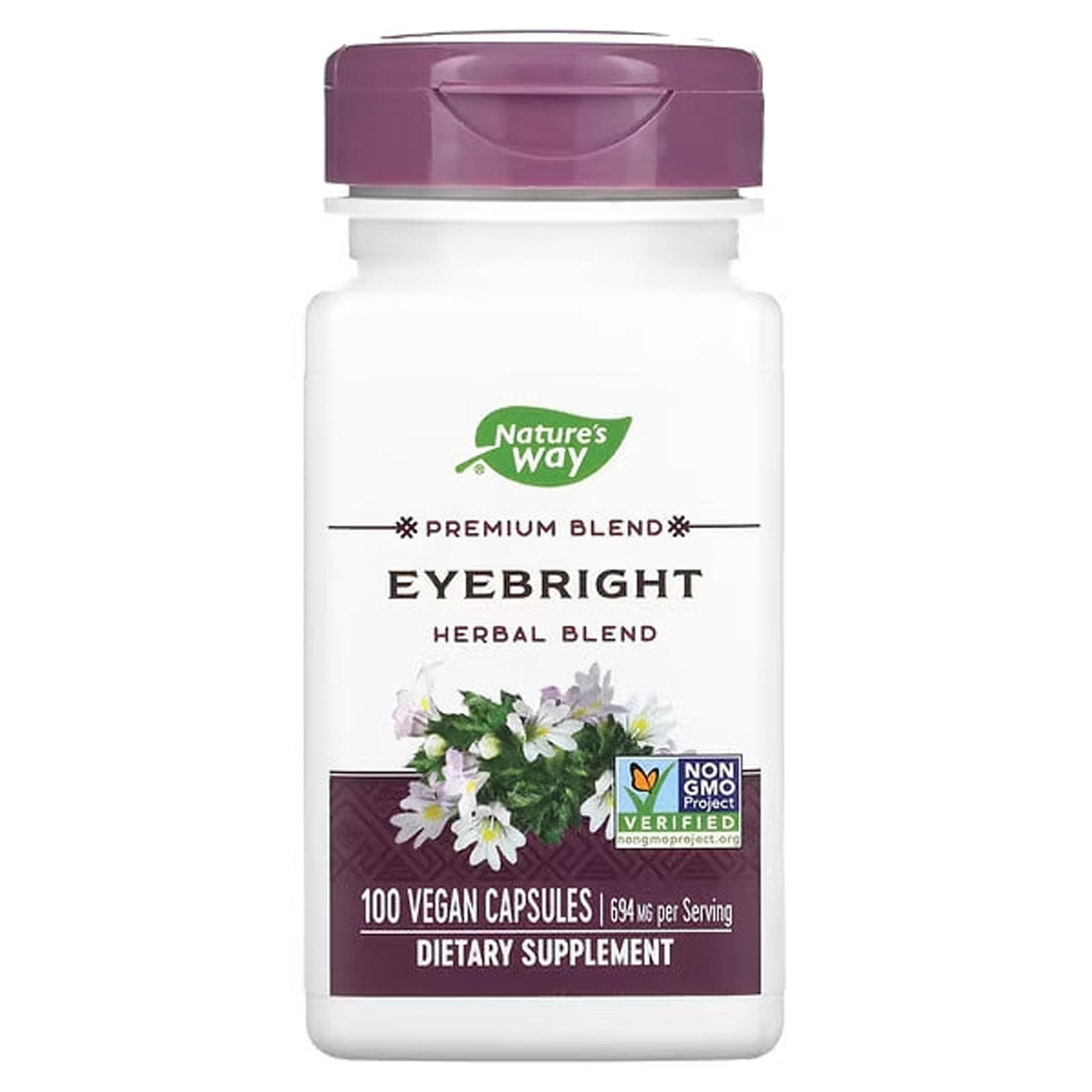 Очанка лікарська Nature's Way Eyebright Herbal Blend трав'яна суміш для очей 694 мг, 100 веганських капсул (347 мг на капсулу) (NWY-00380)