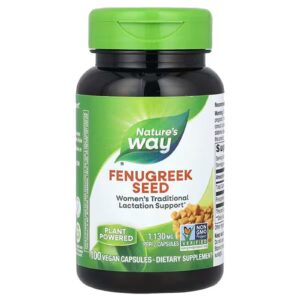 Пажитник Nature's Way Fenugreek насіння 1130 мг, 100 веганських капсул (565 мг на капсулу)(NWY-12800)