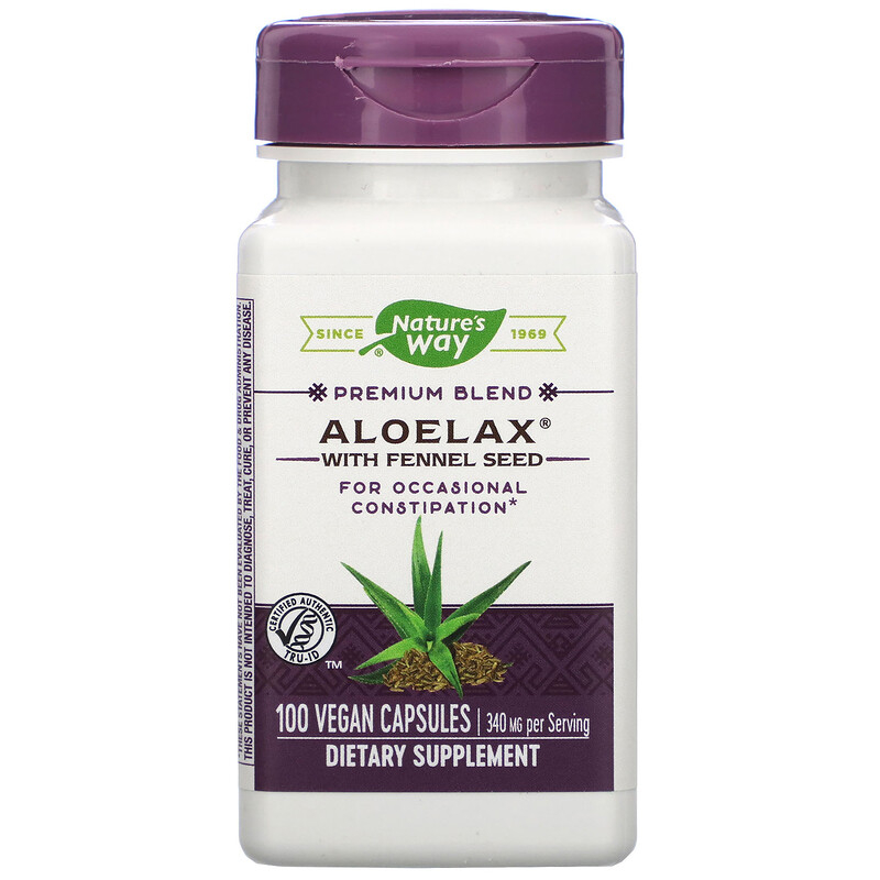 Алое вера (Aloelax) з фенхелем Nature's Way Aloelax with Fennel Seed 340 мг, 100 капсул (NWY-00900)