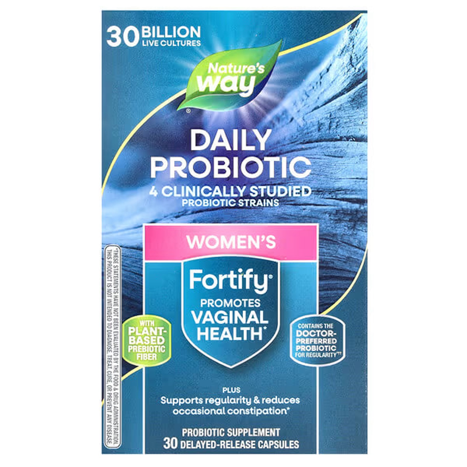 Пробіотики + пребіотик для жінок Nature's Way Fortify повсякденний догляд 30 млрд КУО, 30 капсул з відстроченим вивільненням (NWY-10295)
