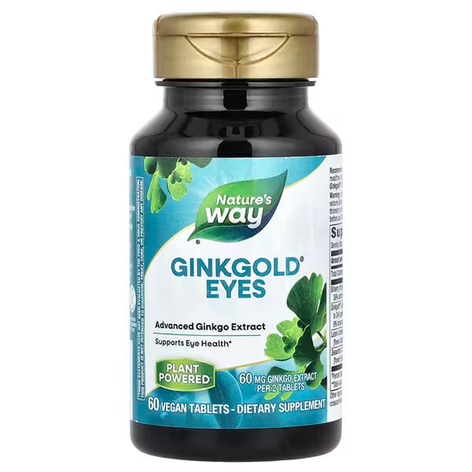 Каротиноїди комплекс Nature's Way Ginkgold Eyes 60 мг, 60 веганських таблеток (30 мг на таблетку)(NWY-15252)
