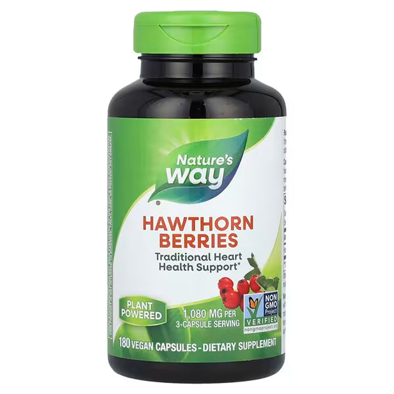 Глід Nature's Way Hawthorn Berries ягоди 1080 мг, 180 веганських капсул (360 мг у капсулі)(NWY-15338)