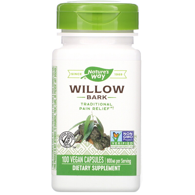 Верба Nature's Way кора Willow Bark 680 мг, 100 веганських капсул (340 мг на капсулу)(NWY-17850)
