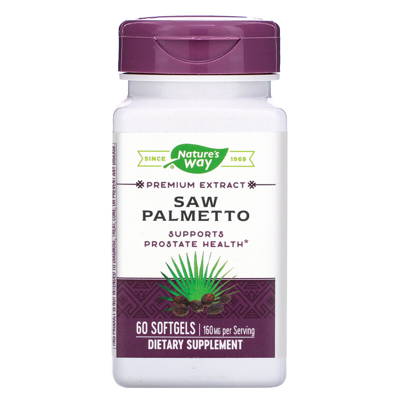 Со Пальметто Nature's Way Saw Palmetto 160 мг, 60 гелевих капсул (NWY-62800)