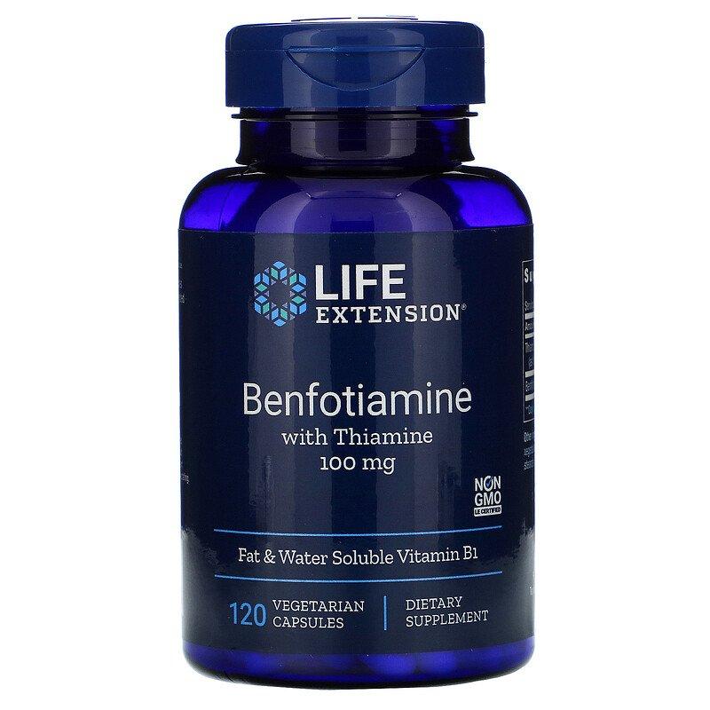 Бенфотіамін Life Extension Benfotiamine з тіаміном 100 мг, 120 капсул (LEX-92012)