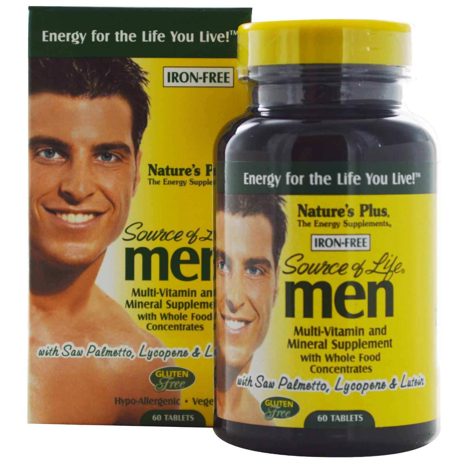 Вітаміни для чоловіків Nature's Plus Multi-Vitamin and Mineral Source of Life Men без заліза, 60 таблеток (NAP-03093)