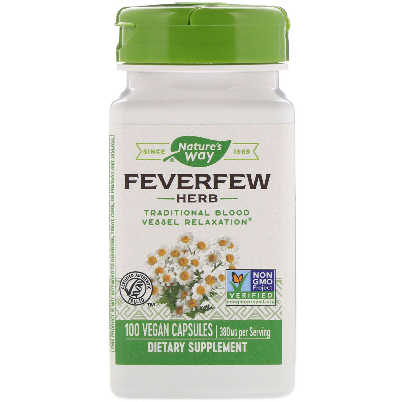 Пиретрум дівочий Nature's Way Feverfew Herb 380 мг, 100 капсул (NWY-12850)