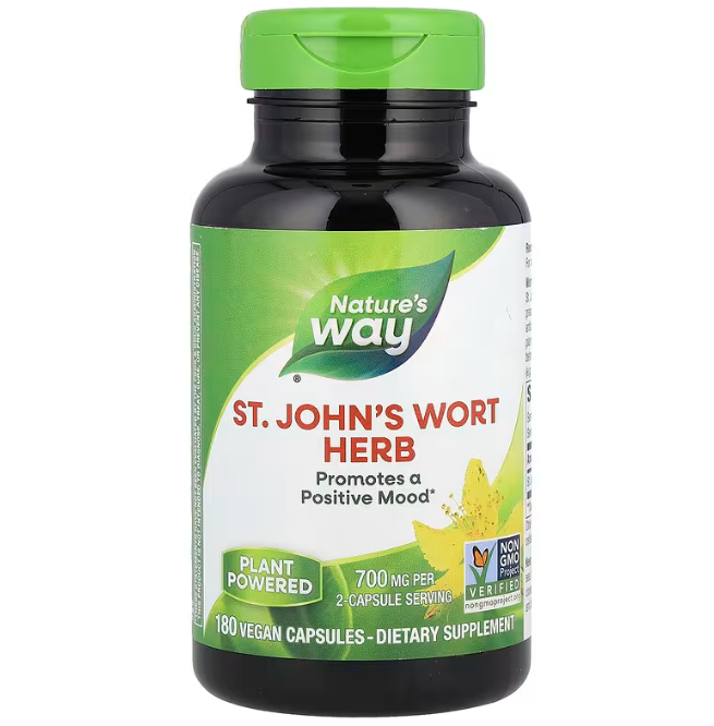 Звіробій Nature's Way St. John's Wort трава 700 мг, 180 веганських капсул (350 мг у капсулі) (NWY-14041)