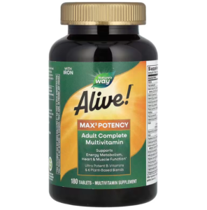 Мультивітаміни із залізом Natures Way Adult Complete Multivitamin Alive! для дорослих 3 таблетки на день, 180 таблеток (NWY-14928)