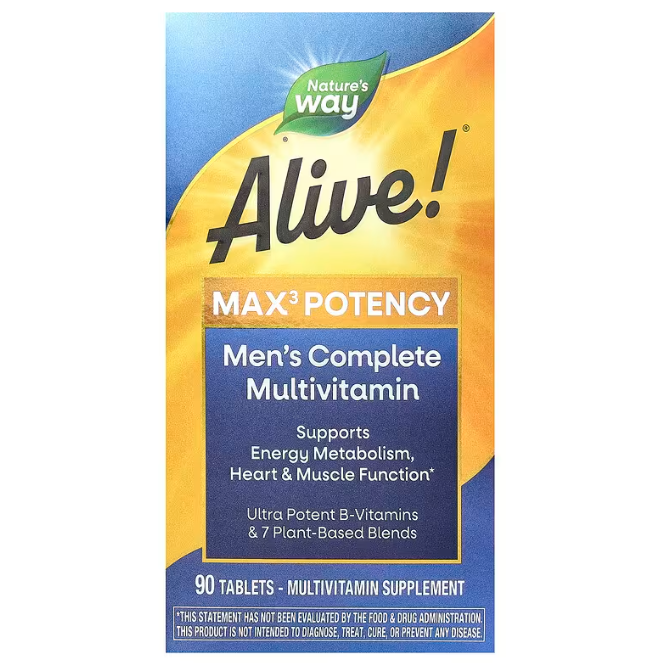 Мультивітаміни для чоловіків Nature's Way Alive ! 3 таблетки в день Men's Multi, 90 таблеток (NWY-15542)