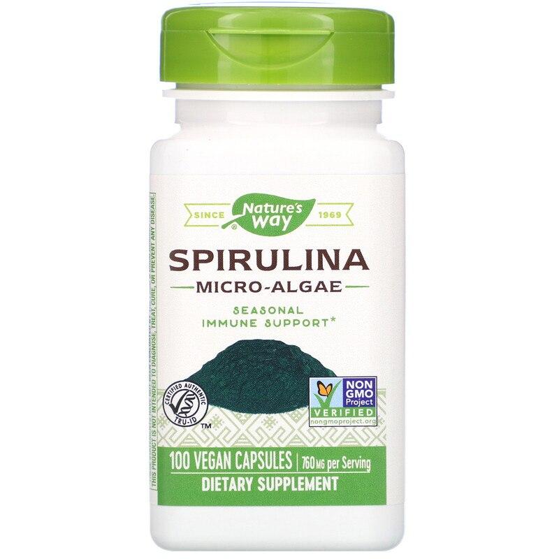 Спіруліна Nature's Way Spirulina мікроводорості 760 мг, 100 капсул (NWY-17200)