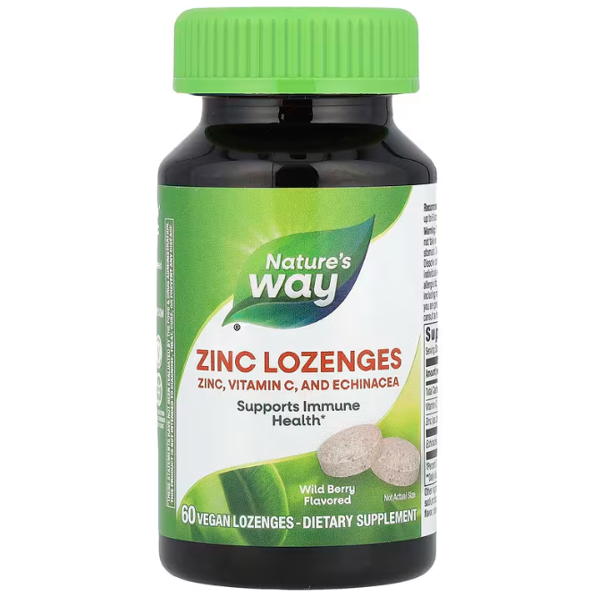Глюконат цинку Nature's Way Zinc Lozenges ягідний смак, 60 пастилок (NWY-41092)