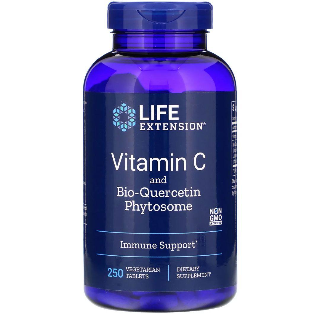 Вітамін С + біо-кверцетин Life Extension Vitamin C and Bio-Quercetin Phytosome, 250 вегетаріанських таблеток (LEX-22272)