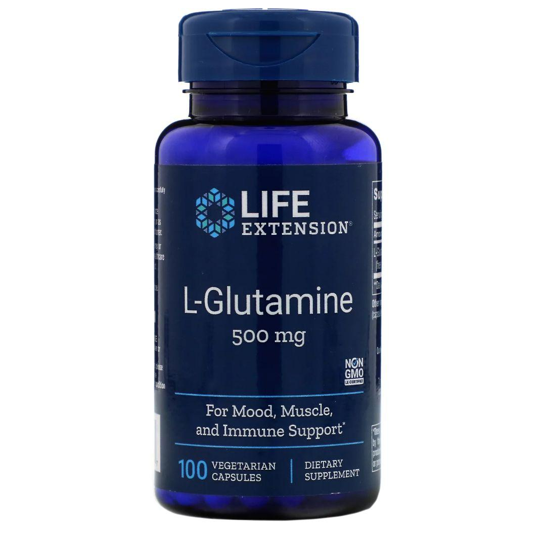 Глутамін Life Extension L-Glutamine 500 мг, 100 капсул (LEX-34510)