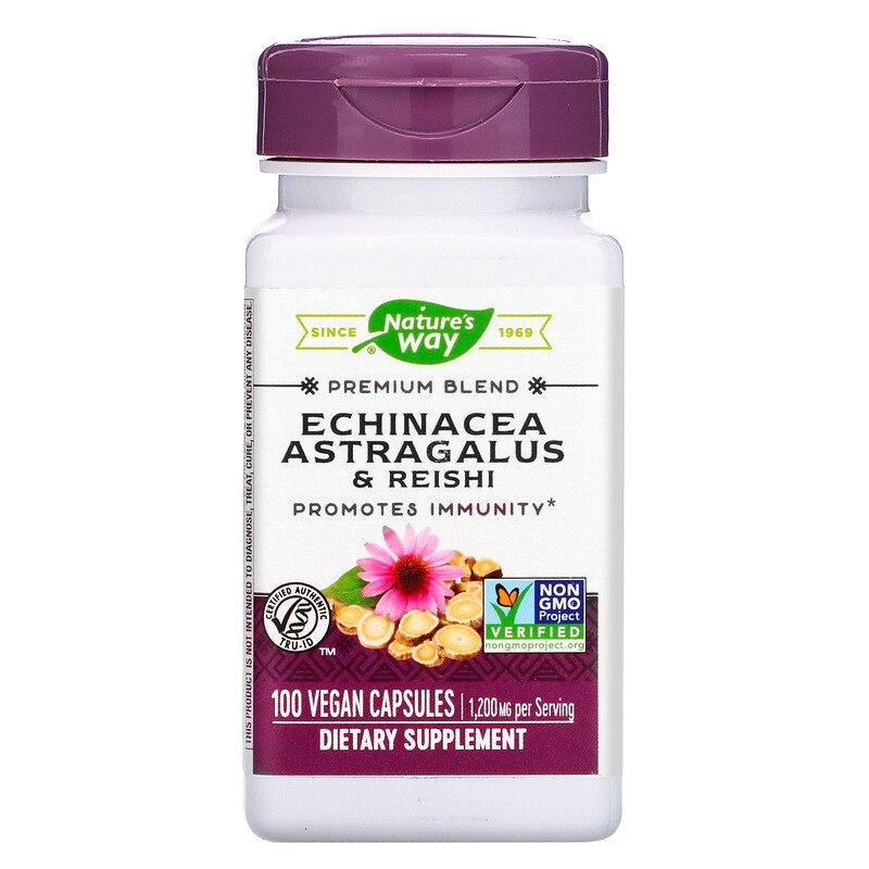 Ехінацея Nature's Way астрагал і рейші Echinacea Astragalus & Reishi 1200 мг, 100 кап. (NWY-00413)