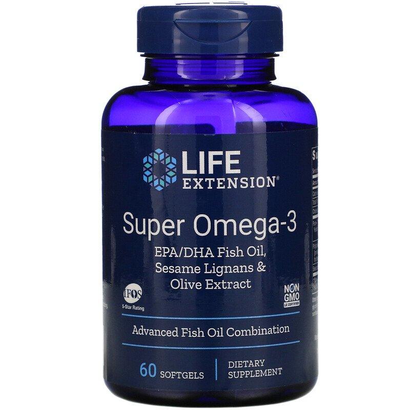 Омега-3 Life Extension Super Omega-3, 60 капсул (LEX-19836)