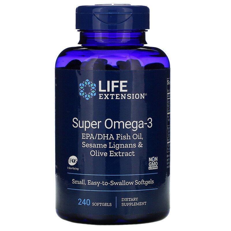 Омега-3 Life Extension Super Omega-3, 240 капсул (LEX-19862)
