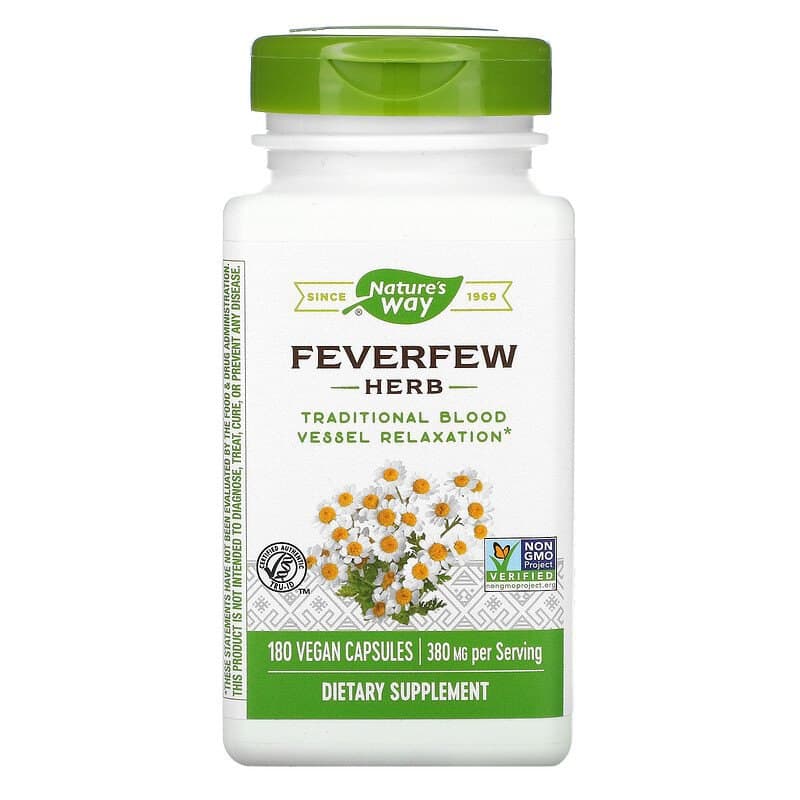 Пиретрум дівочий Nature's Way Feverfews трава 380 мг, 180 капсул (NWY-12808)