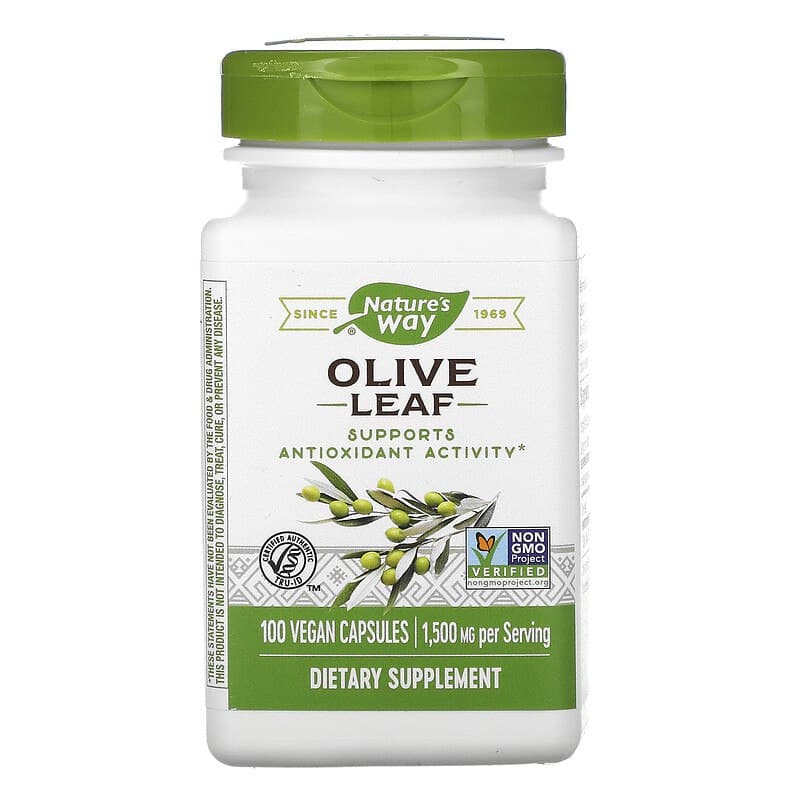 Листя оливи Nature's Way Olive Leaf 1500 мг, 100 веганських капсул (NWY-14521)