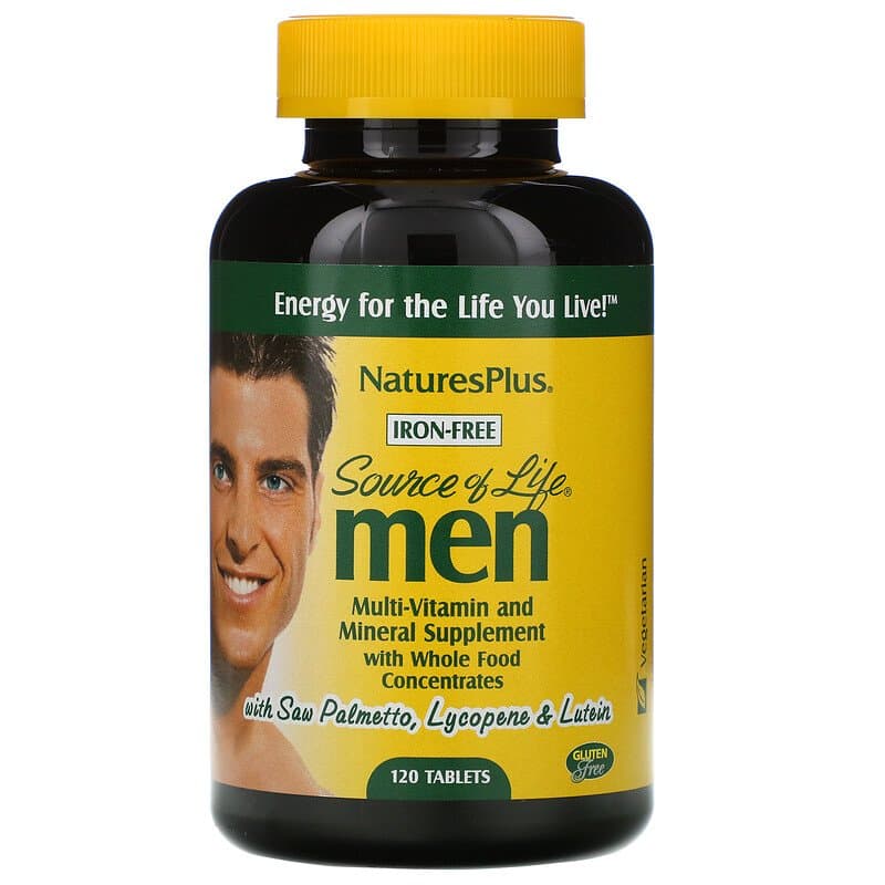 Вітаміни для чоловіків Nature's Plus Multi-Vitamin and Mineral Source of Life Men без заліза, 120 таблеток (NAP-30930)