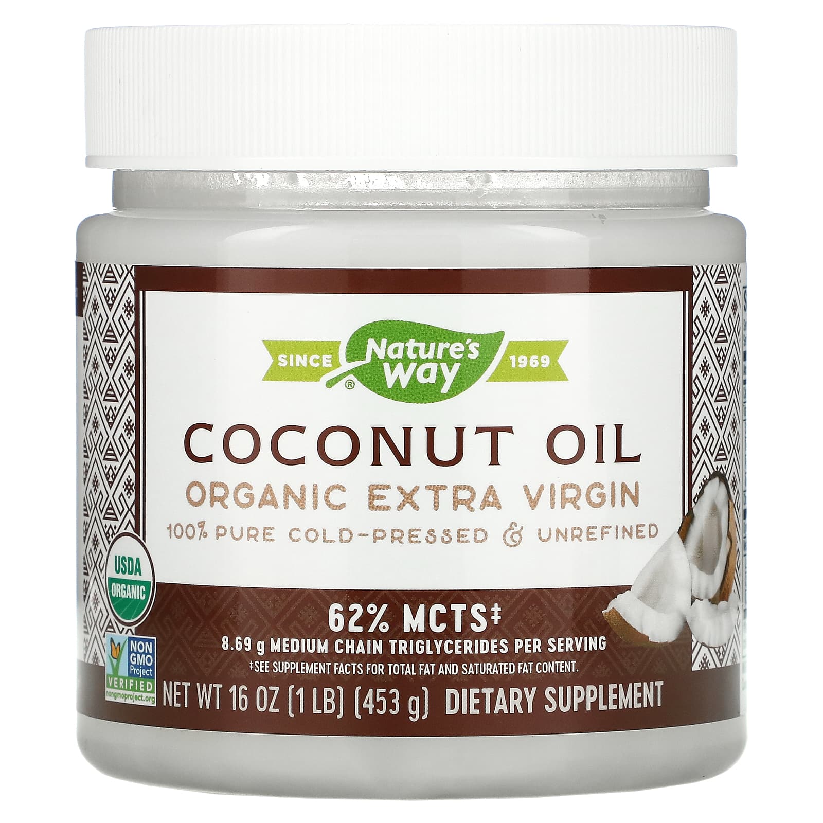 Кокосова олія Nature's Way Coconut Oil органічна, 453 г (NWY-15673)