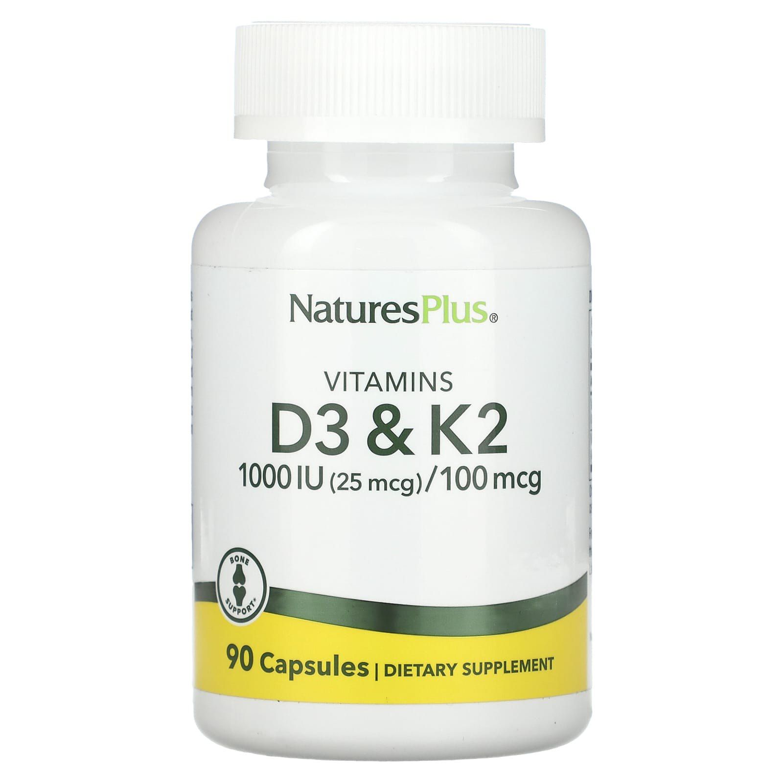 Вітамін Д3 і К2 Nature's Plus (Vit D3 / Vit K2) 1000 МО / 100 мкг, 90 капсул (NAP-01043)