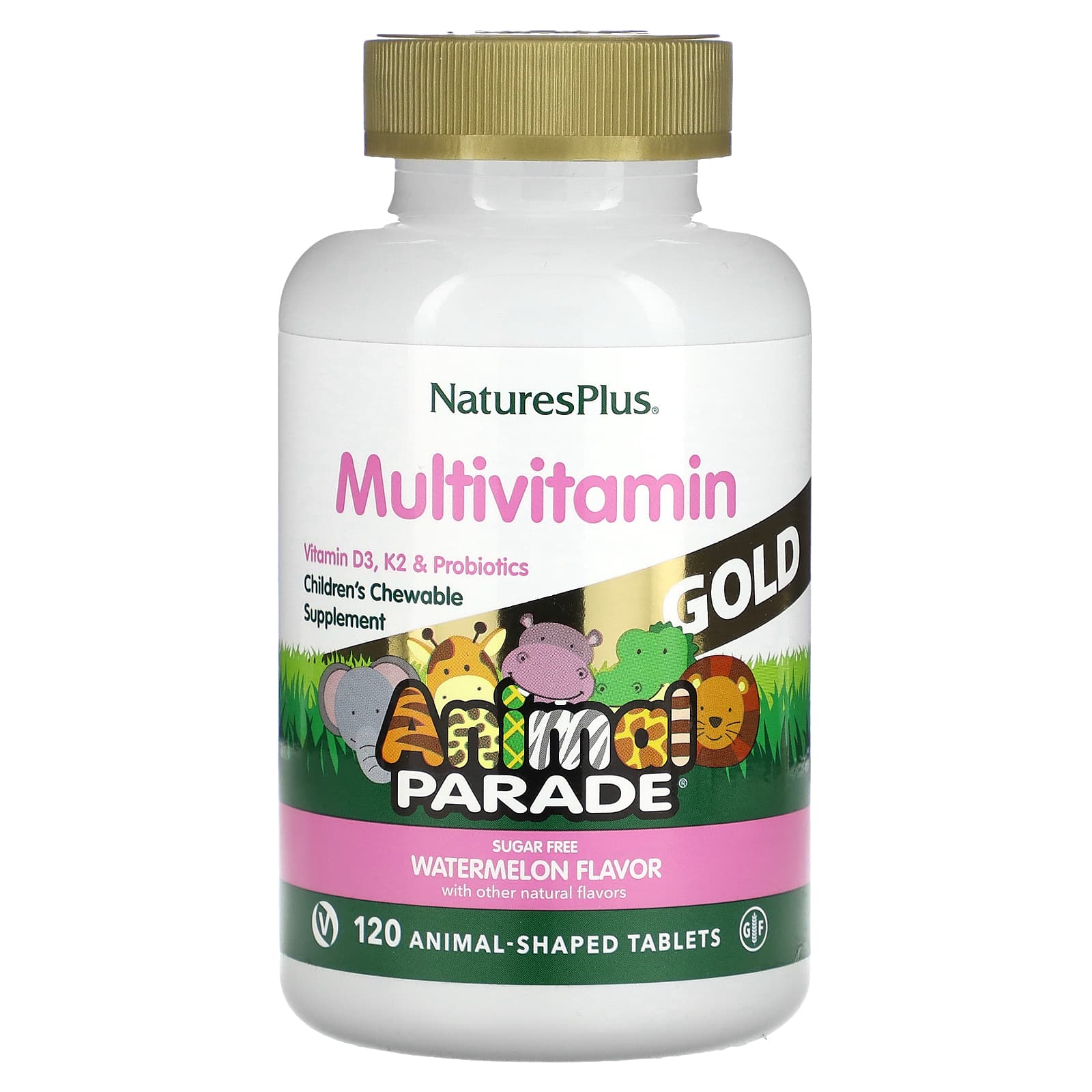 Вітаміни для дітей Nature's Plus Chewable Multi-Vitamin Animal Parade смак кавуна, 120 тварин (NAP-29938)