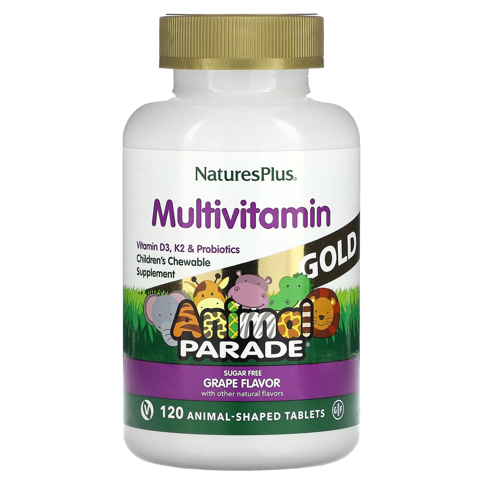 Вітаміни для дітей Nature's Plus Children's Chewable Multi-Vitamin Animal Parade смак винограду, 120 тварин (NAP-29934)