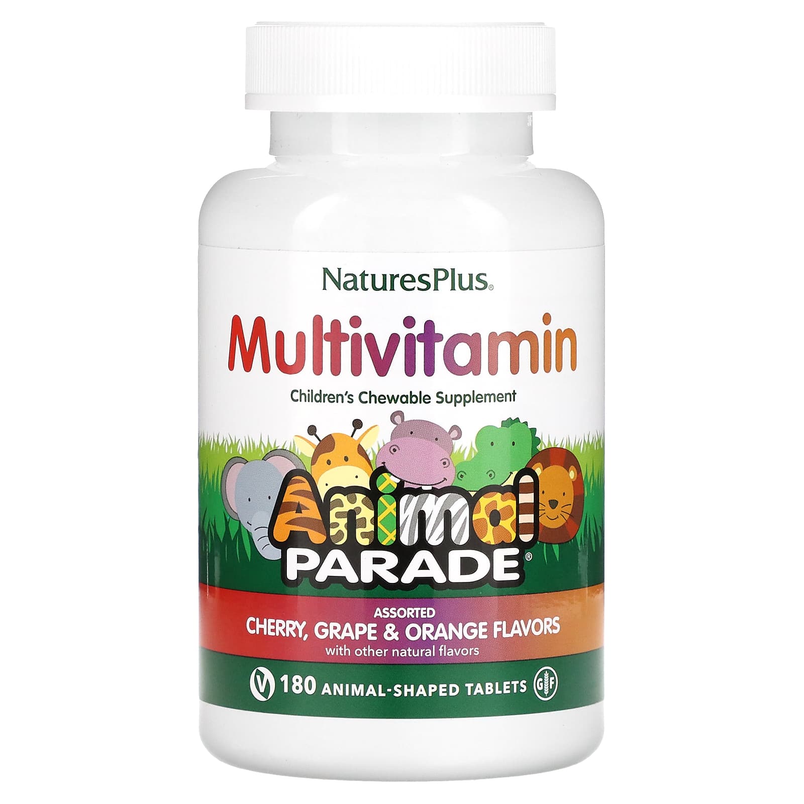 Вітаміни для дітей Nature's Plus (Children's Multi-Vitamin) Animal Parade вишня виноград та апельсин, 180 жувальних таблеток у формі тварин (NAP-29982)