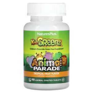 Суперфуд для дітей Nature's Plus Kid Greenz Animal Parade смак тропічних фруктів, 90 жувальних таблеток у формі тварин (NAP-29968)