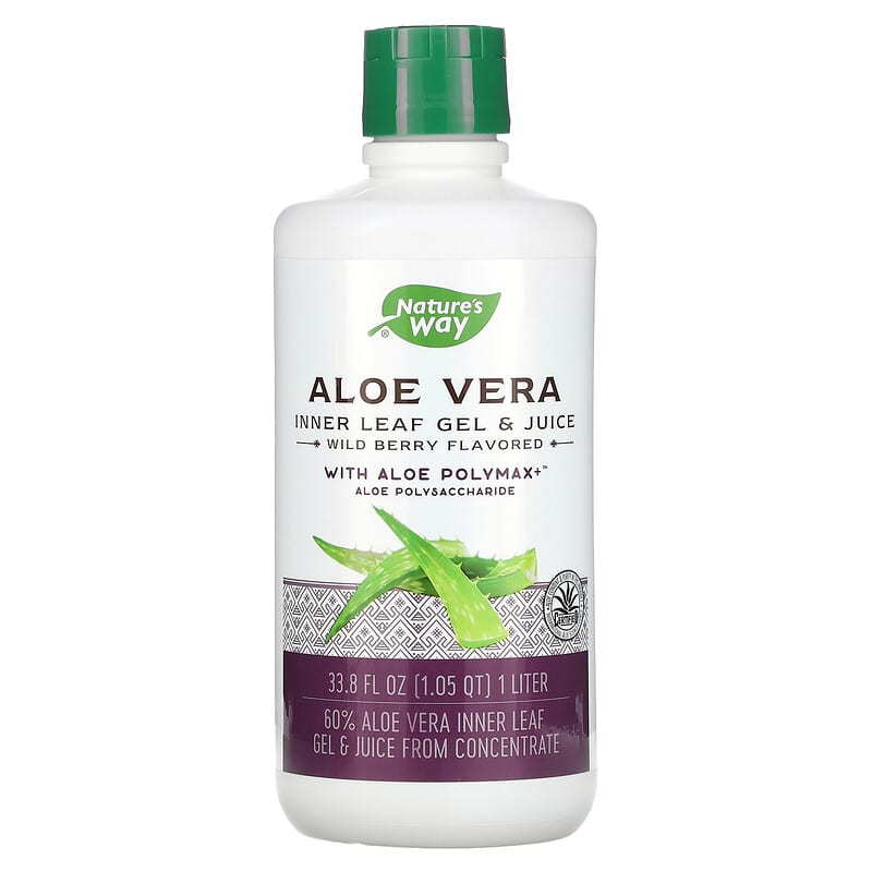 Алое вера Nature's Way Aloe Vera гель і сік внутрішнього листя з алое дика ягода, 1 літр (NWY-14282)