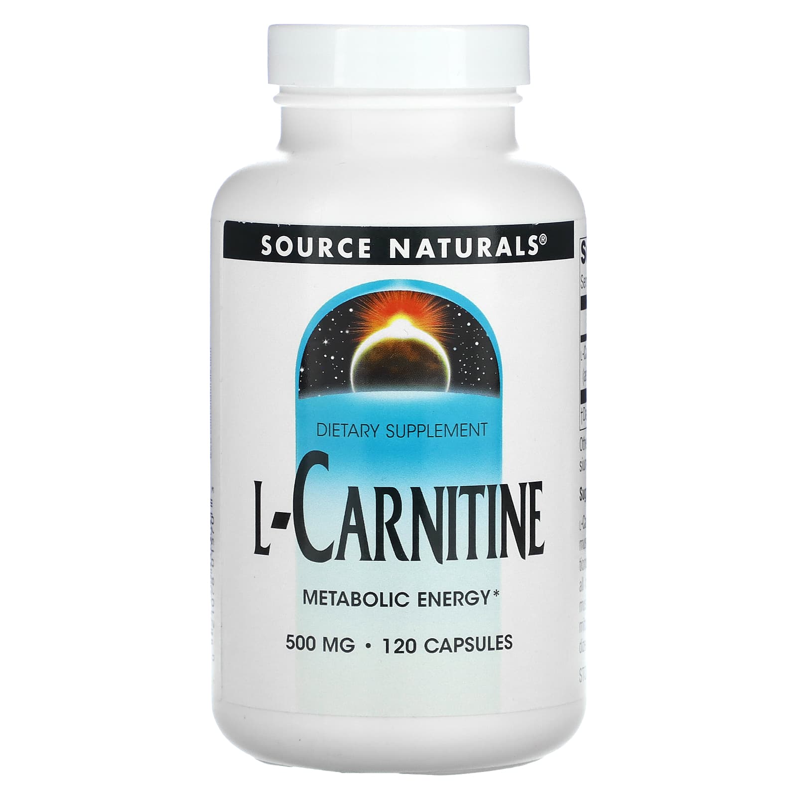 L-карнітин Source Naturals L-Carnitine 500 мг, 120 капсул (SNS-01570)