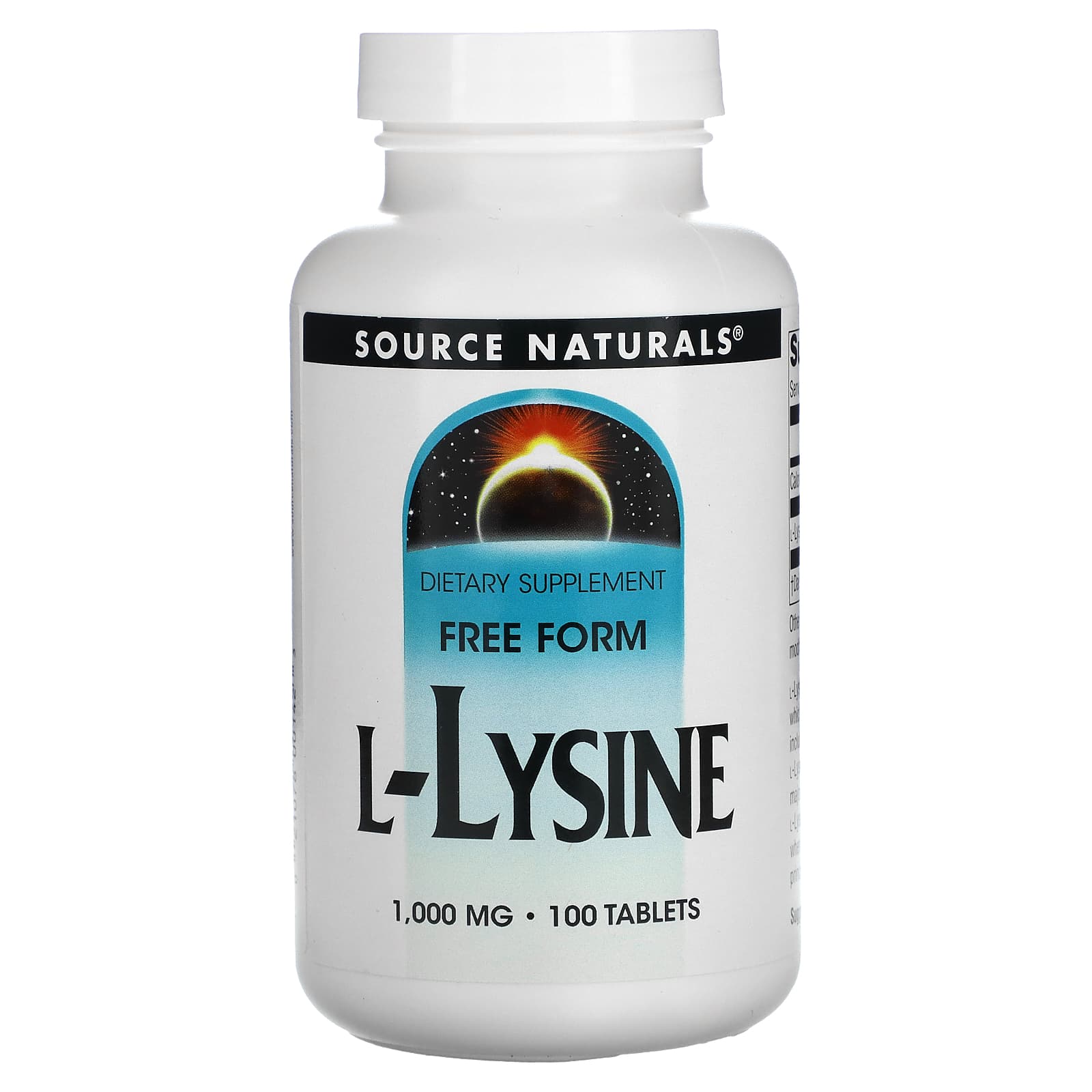 Лізин Source Naturals L-Lysine 1000 мг, 100 таблеток (SNS-00142)