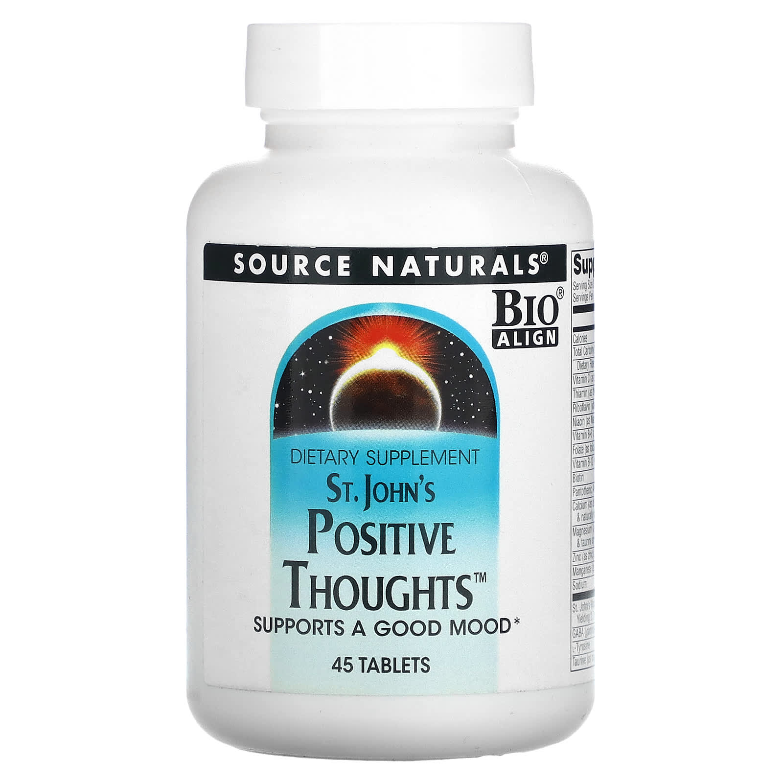 Підтримка нервової системи Source Naturals (звіробій) St. John's Positive Thoughts, 45 таблеток (SNS-00348)