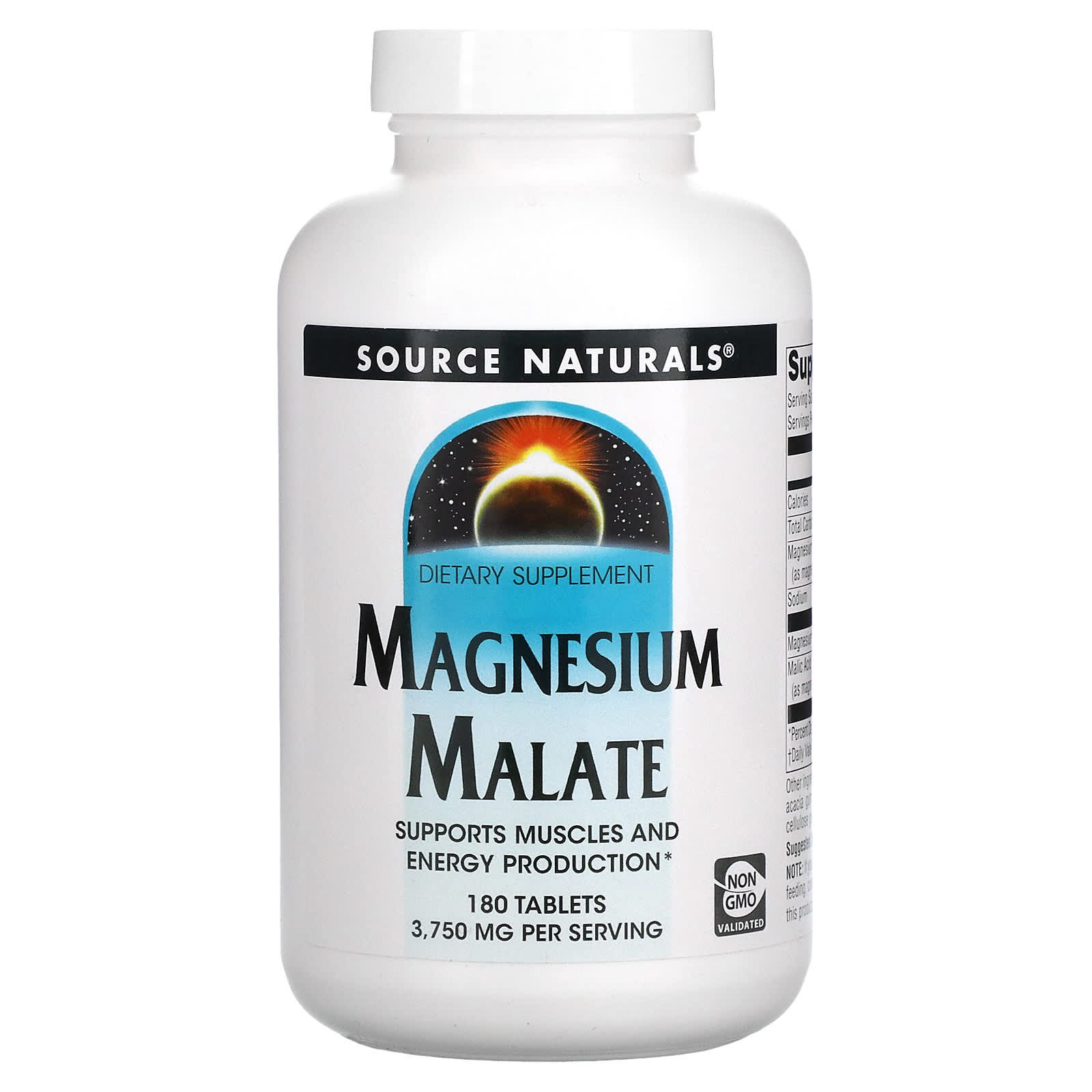 Магній малат Source Naturals Magnesium Malate 1250 мг, 180 таблеток (SNS-00262)