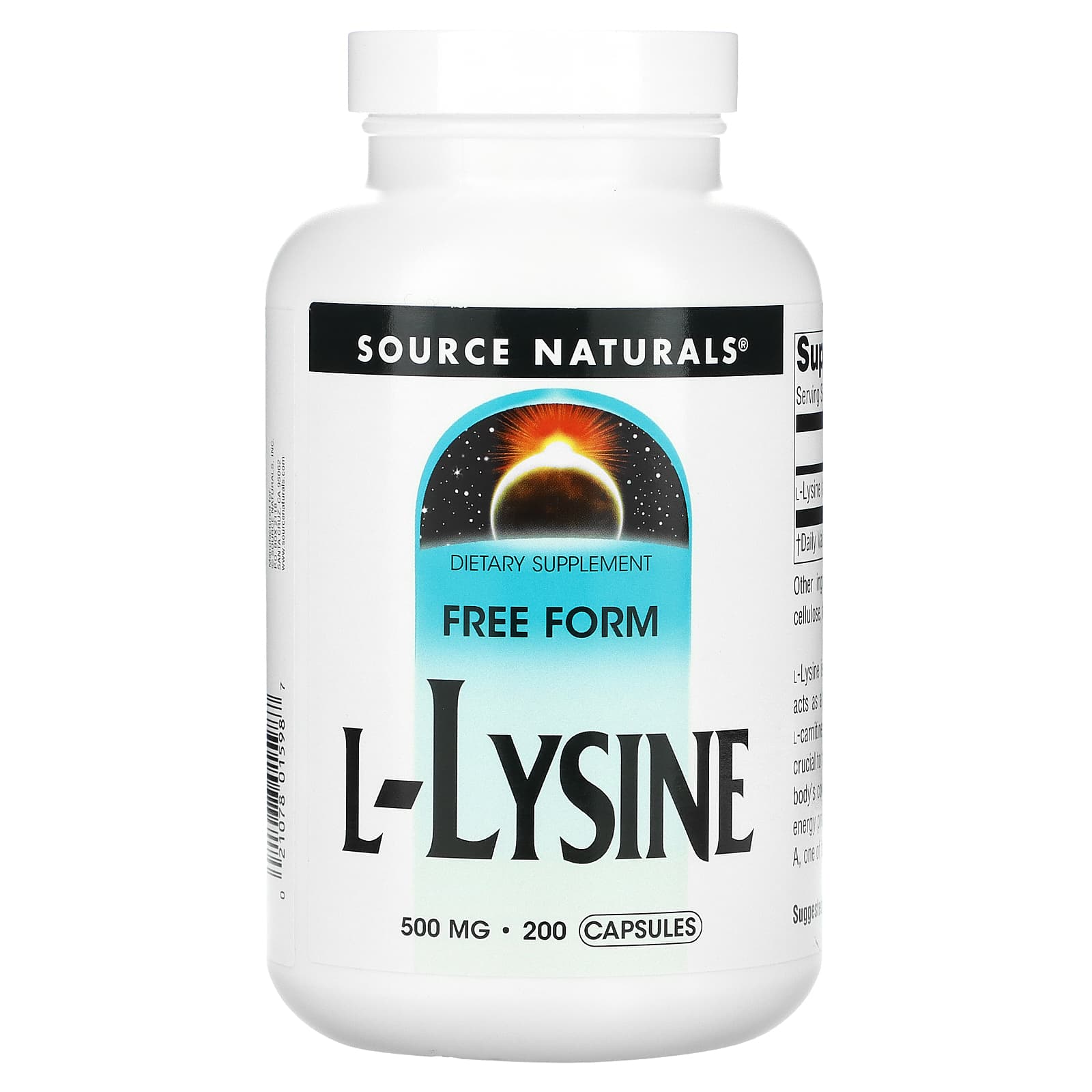 Лізин Source Naturals L-Lysine 500 мг, 200 капсул (SNS-01598)